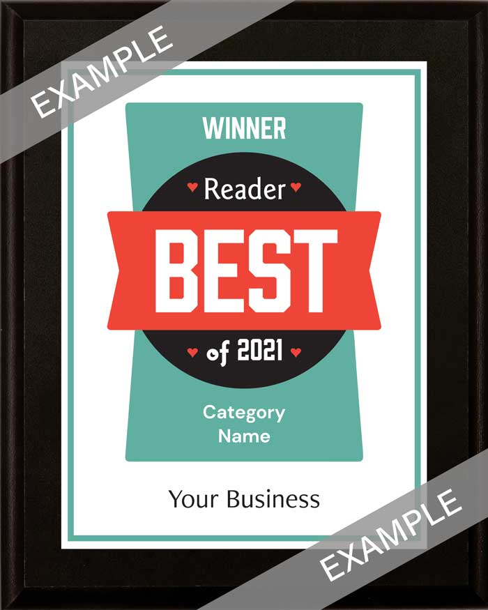 Best of 2021 Winner 7" x 9" Custom Wood Plaque (includes medallion)
