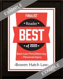 Best of 2020 Finalist 7" x 9" Custom Wood Plaque (includes medallion)
